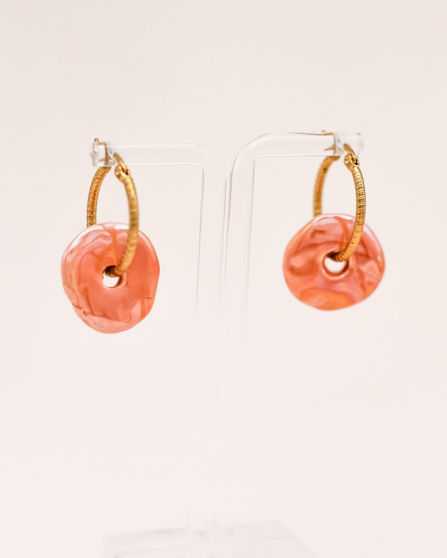 »Peach Ceramic Donut« Hoops