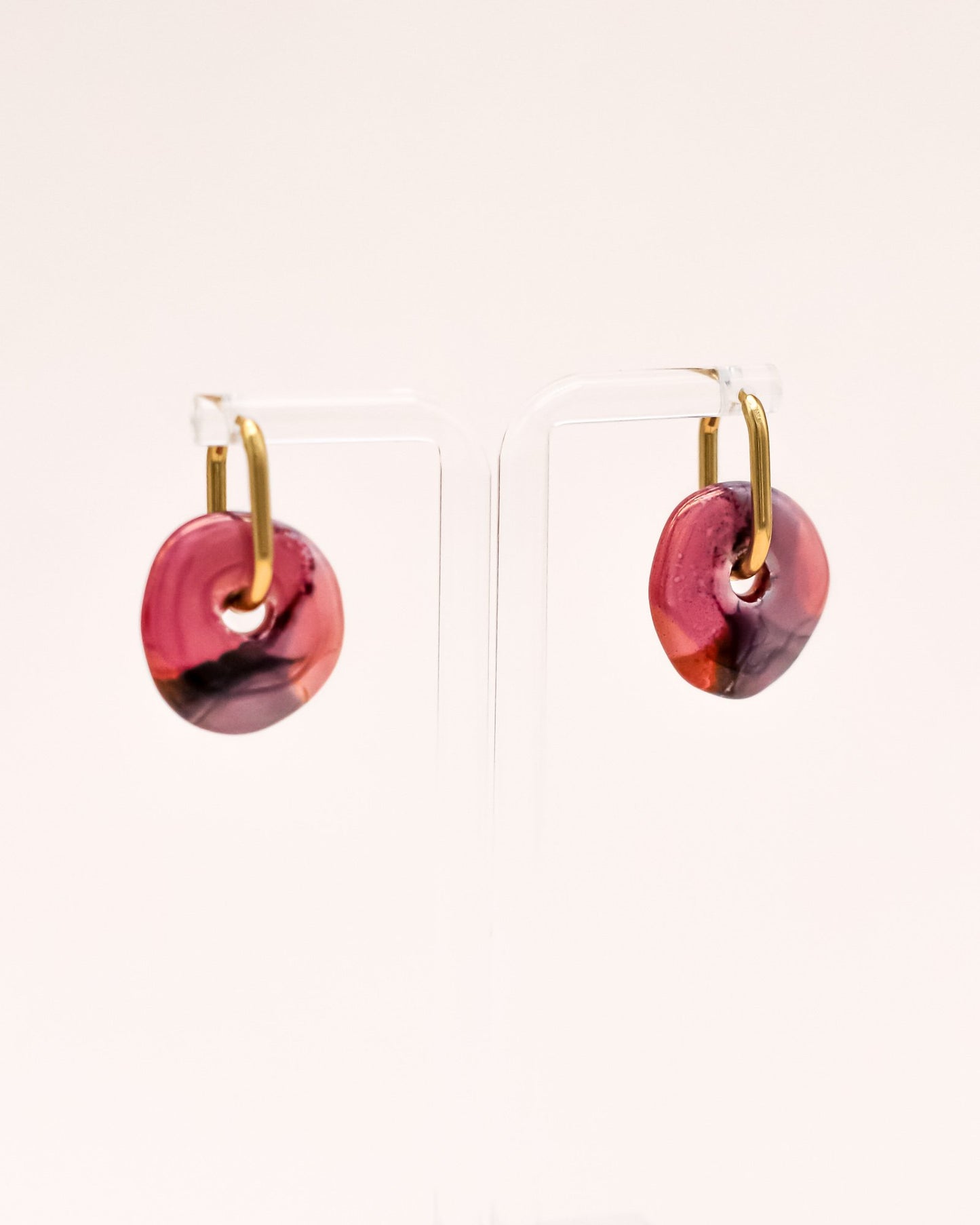 »Pink/Red Ceramic Donut« Hoops